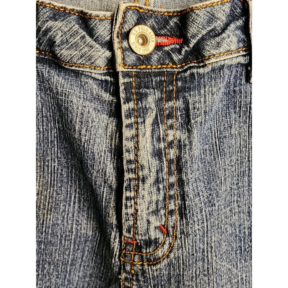 US Polo Assn Womens‎ Jeans Size 15/16  Blue Denim Flare Leg Button Zip Closure